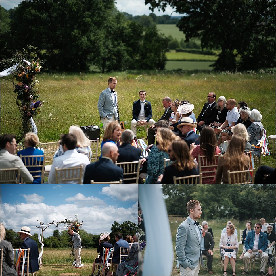 The wedding ceremony. Outside and rustic